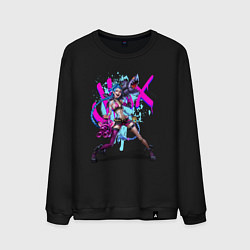 Свитшот хлопковый мужской LOL JINX БРЫЗГИ КРАСОК, цвет: черный