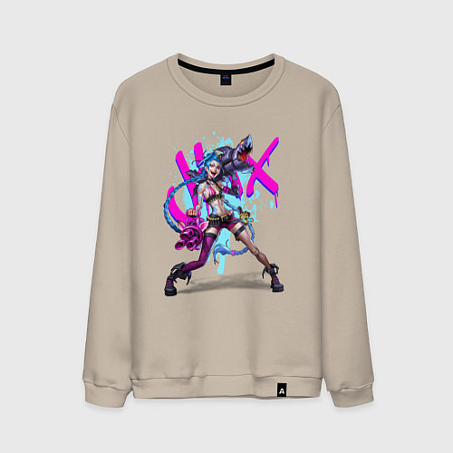 Мужской свитшот LOL JINX БРЫЗГИ КРАСОК / Миндальный – фото 1