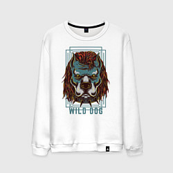 Свитшот хлопковый мужской Бульдог в ошейнике, цвет: белый