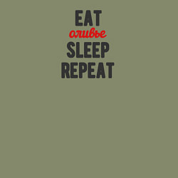 Свитшот хлопковый мужской Eat оливье Sleep Repeat, цвет: авокадо — фото 2
