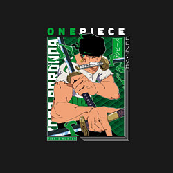 Свитшот хлопковый мужской Ван-Пис One Piece, Зоро Ророноа Zoro Roronoa с над, цвет: черный — фото 2