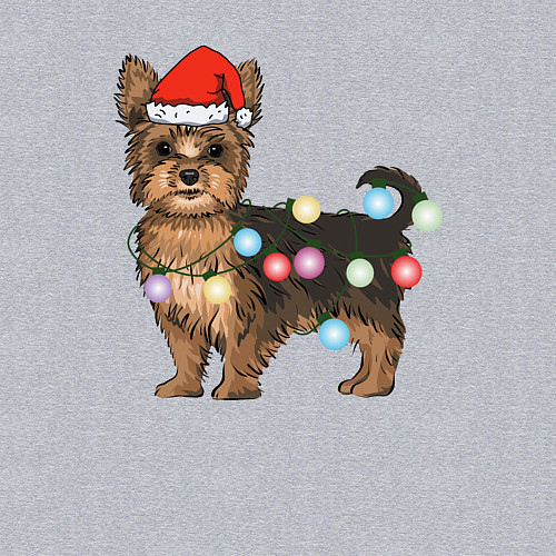 Мужской свитшот Йоркширский терьер новогодний / Меланж – фото 3