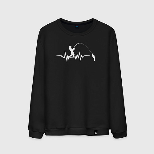 Мужской свитшот Сердце рыбака / Черный – фото 1