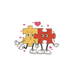 Свитшот хлопковый мужской Влюбленная пара - пазлы, цвет: белый — фото 2