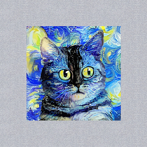 Мужской свитшот Кот ван Гога Настроение / Меланж – фото 3