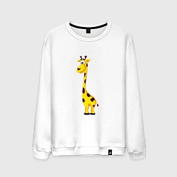 Свитшот хлопковый мужской Веселый жирафик, цвет: белый
