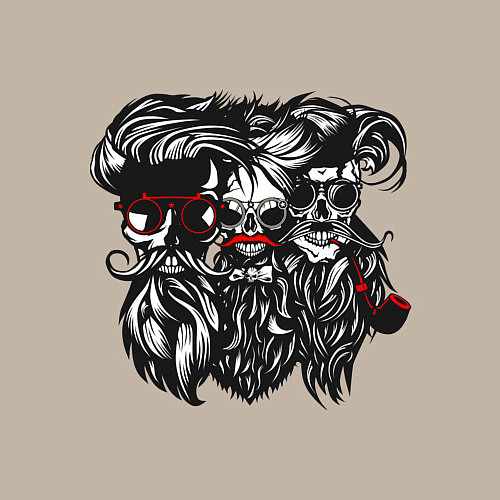 Мужской свитшот Barber skull / Миндальный – фото 3