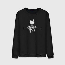 Свитшот хлопковый мужской Stray: White Logo, цвет: черный