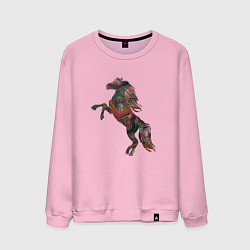Свитшот хлопковый мужской Лошадь из линий, цвет: светло-розовый