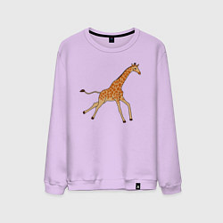 Свитшот хлопковый мужской Жираф бегущий, цвет: лаванда