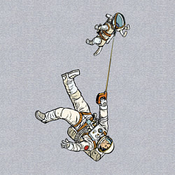 Свитшот хлопковый мужской Космическое выгуливание пса, цвет: меланж — фото 2