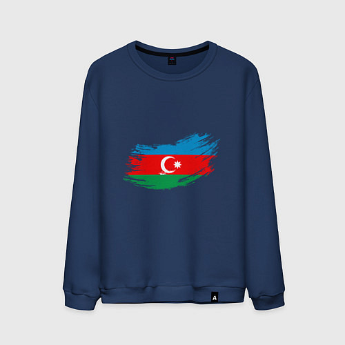 Мужской свитшот Флаг - Азербайджан / Тёмно-синий – фото 1
