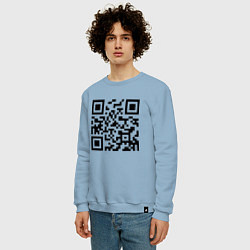 Свитшот хлопковый мужской Хочу в тайгу - QR code, цвет: мягкое небо — фото 2