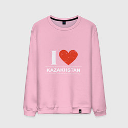 Свитшот хлопковый мужской Я Люблю Казахстан, цвет: светло-розовый