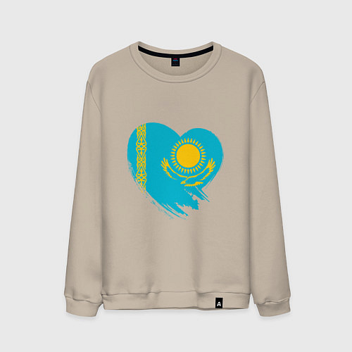 Мужской свитшот Сердце - Казахстан / Миндальный – фото 1