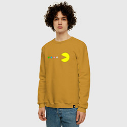 Свитшот хлопковый мужской Pac - man Для пары, цвет: горчичный — фото 2