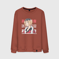 Свитшот хлопковый мужской Волейбол Haikyu , Кенма Козуме Kenma Kozume, цвет: кирпичный