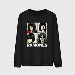 Свитшот хлопковый мужской Ramones, Рамонес Портреты, цвет: черный