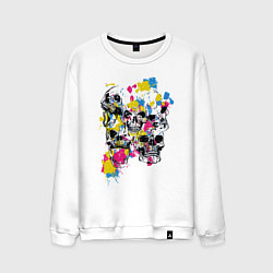 Свитшот хлопковый мужской Color & Skulls, цвет: белый