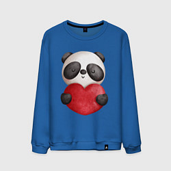 Свитшот хлопковый мужской Панда с сердечком 14 февраля, цвет: синий