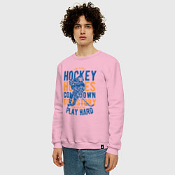 Свитшот хлопковый мужской Hockey, цвет: светло-розовый — фото 2