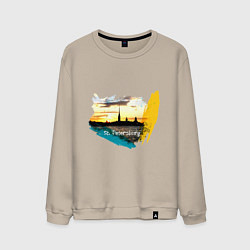 Свитшот хлопковый мужской Санкт-Петербург St Petersburg, цвет: миндальный