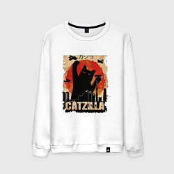 Свитшот хлопковый мужской Котзилла 0001, цвет: белый
