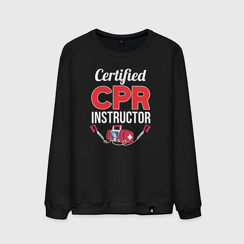 Мужской свитшот Сертифицированный СЛР инструктор / Черный – фото 1