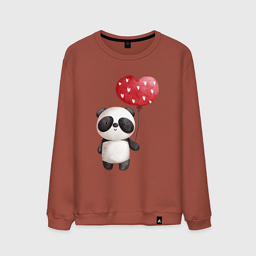 Мужской свитшот Панда с шариком в виде сердца / Кирпичный – фото 1
