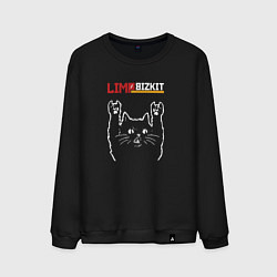 Свитшот хлопковый мужской Limp Bizkit рок кот, цвет: черный