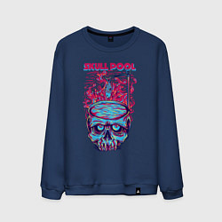 Свитшот хлопковый мужской Череп с бассейном, цвет: тёмно-синий