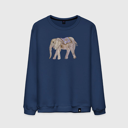 Мужской свитшот Африканский слон в попоне / Тёмно-синий – фото 1