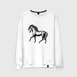 Свитшот хлопковый мужской Мустанг Лошадь, цвет: белый