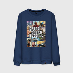 Свитшот хлопковый мужской GTA V Logos, цвет: тёмно-синий