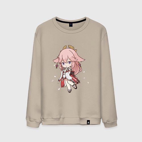 Мужской свитшот Чиби лисичка Яэ Мико / Миндальный – фото 1