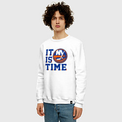 Свитшот хлопковый мужской It Is New York Islanders Time Нью Йорк Айлендерс, цвет: белый — фото 2