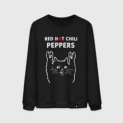 Свитшот хлопковый мужской Red Hot Chili Peppers Рок кот, цвет: черный