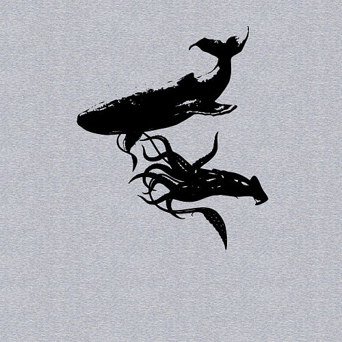 Мужской свитшот Кит и Кальмар / Меланж – фото 3