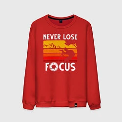 Свитшот хлопковый мужской Never lose focus, цвет: красный