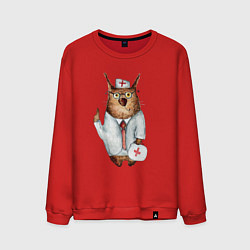 Свитшот хлопковый мужской Врач сова, цвет: красный
