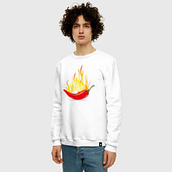 Свитшот хлопковый мужской Перец в огне, цвет: белый — фото 2