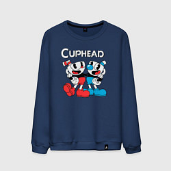 Свитшот хлопковый мужской Cuphead Чашечки, цвет: тёмно-синий
