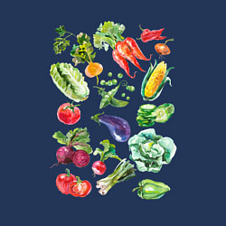 Свитшот хлопковый мужской Акварельная иллюстрация Овощи, цвет: тёмно-синий — фото 2