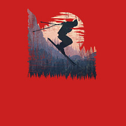 Свитшот хлопковый мужской Лыжи и Лыжники, цвет: красный — фото 2