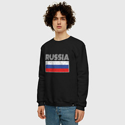 Свитшот хлопковый мужской Russia - Россия, цвет: черный — фото 2