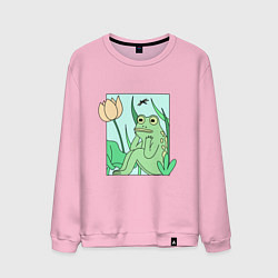 Свитшот хлопковый мужской ЛЯГУШКА В МЕЧТАХ, цвет: светло-розовый