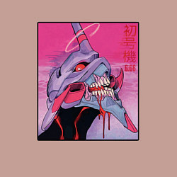 Свитшот хлопковый мужской Ева 02 Neon Evangelion, цвет: пыльно-розовый — фото 2