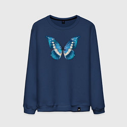 Свитшот хлопковый мужской Blue butterfly синяя бабочка, цвет: тёмно-синий
