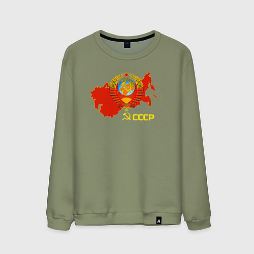 Мужской свитшот Герб Карта СССР / Авокадо – фото 1