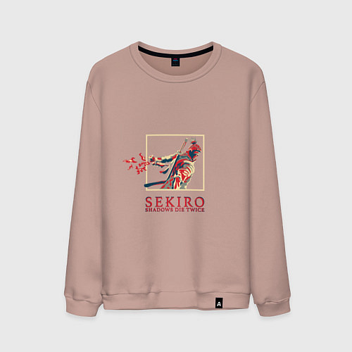 Мужской свитшот Sekiro Однорукий волк / Пыльно-розовый – фото 1